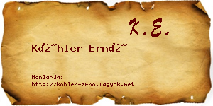 Köhler Ernő névjegykártya